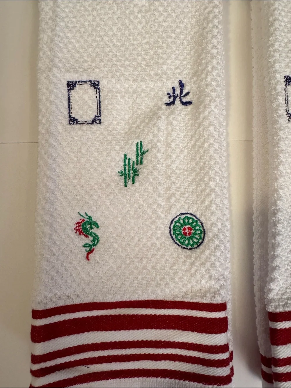 Mahjong Embroidered Hand Towels